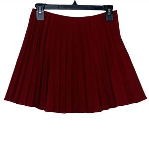Theory pleated mini skirt wool burgundy
